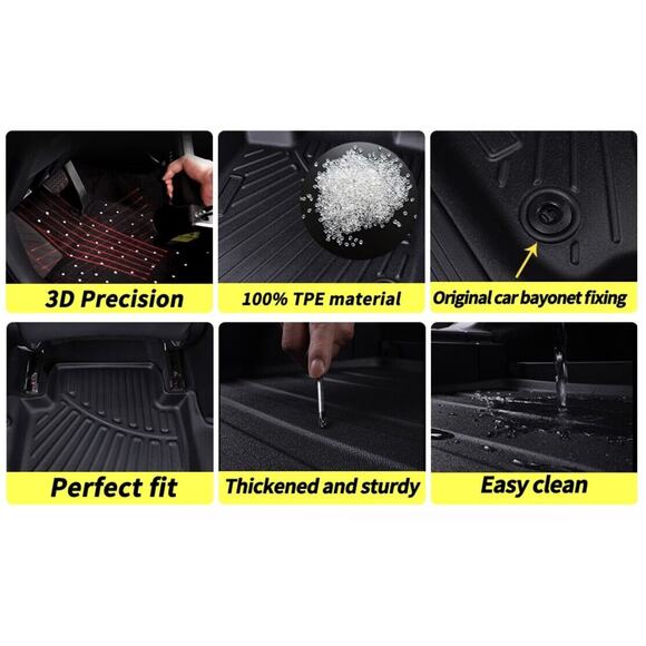 3 Row Floor Mats Liner For 2022-24 Jeep Wagoneer 8 Passenger TPE All Weather New - Picture 3 of 3